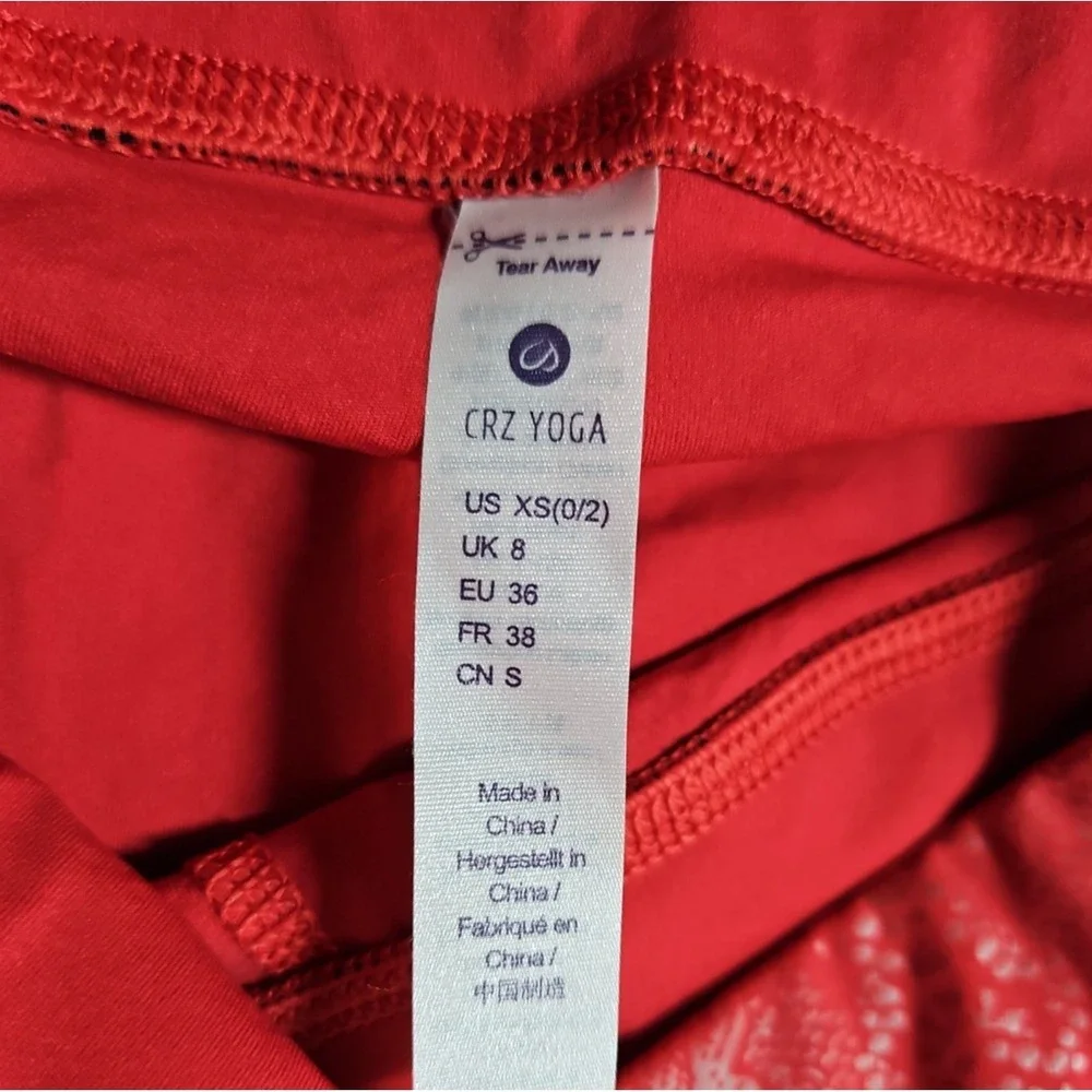 CRZ Yoga Womens Red Snakeskin Print Faux Leather Leggings Size XS NWT